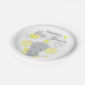 Assiettes En Carton Fête de Baby shower fille éléphant jaune (Angle)