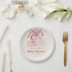 Assiettes En Carton Fête de Baby Shower Licorne Magique