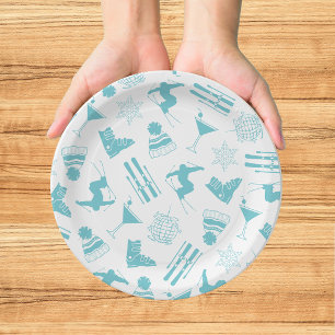 Assiettes En Carton Fête de Bachelorette d'hiver Après Ski Turquoise