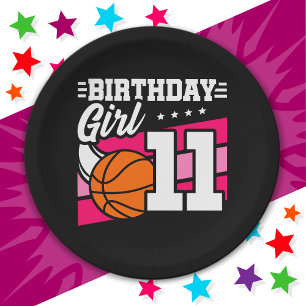 Assiettes En Carton Fête de basket-ball 11 ans Fille 11e anniversaire