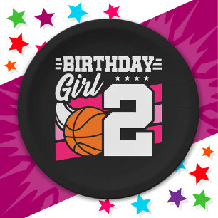 Assiettes En Carton Fête de basket-ball de 2 ans 2e anniversaire fille