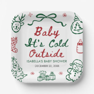 Assiettes En Carton Fête de Bébé Bébé Il Fait Froid Dehors Bébé aux ma
