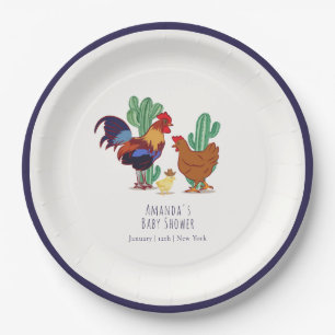 Assiettes En Carton Fête de bébé Cowboy Country Cactus Coq Poule 