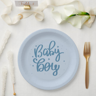 Assiettes En Carton Fête de bébé garçon bleu bébé 