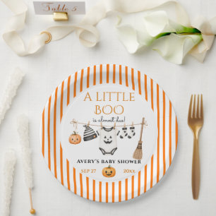Assiettes En Carton Fête de Bébé Halloween Minimal Little Boo