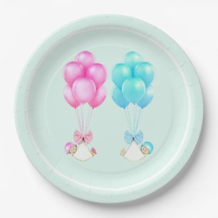 Assiettes En Carton Fête de bébé jumeaux