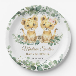 Assiettes En Carton Fête de bébé jumeaux Lionceaux Verdure Fille Garço