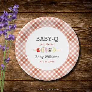 Assiettes En Carton Fête de bébé pour couple Q Barbecue