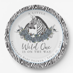 Assiettes En Carton Fête de Bébé Safari Zèbre Petite Bête Sauvage