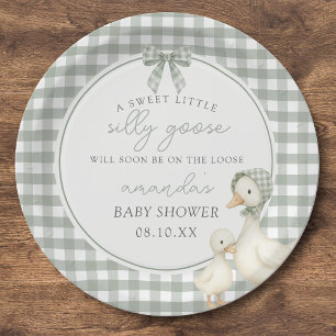 Assiettes En Carton Fête de Bébé Sage Green Silly Goose Storybook