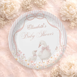 Assiettes En Carton Fête de bébé Silly Goose Lace Wildflower Rose