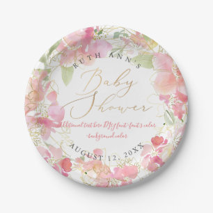Assiettes En Carton Fête de bébé thème Sweetpea rose poudré par PixDez