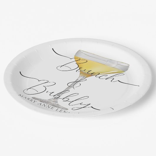 Assiettes En Carton Fête de champagne de Brunch nuptial minimal (Angle)