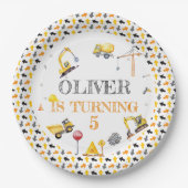 Assiettes En Carton Fête de construction de camion garçon Anniversaire (Devant)