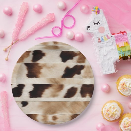 Assiettes En Carton Fête de cowboy de campagne occidentale à motif vac (Fête)