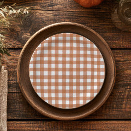 Assiettes En Carton Fête de dîner Gingham automne rustique