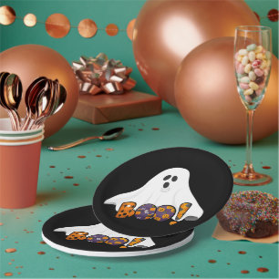 Assiettes En Carton Fête de fantômes Halloween BOO