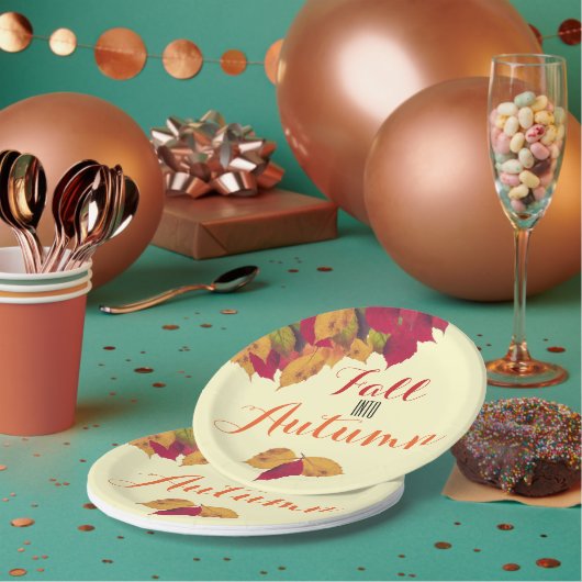 Assiettes En Carton Fête de fête Automne Automne Feuilles saisonniers (Multi)