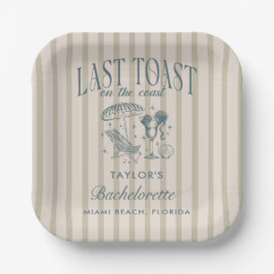 Assiettes En Carton Fête de Fiançailles Côtière Cocktail Navy