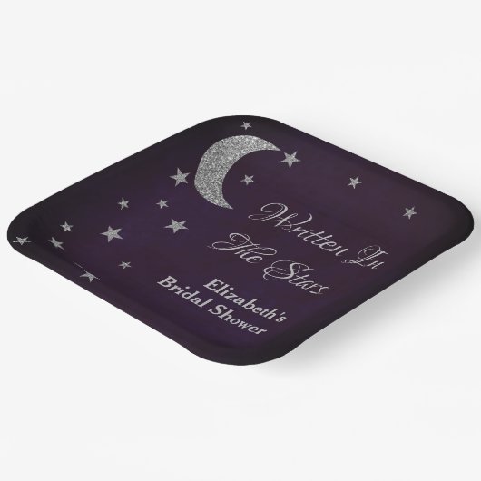 Assiettes En Carton Fête de Fiançailles Écrit Dans Les Étoiles (Angulaire)