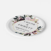 Assiettes En Carton Fête de fiançailles florale rose pourpre (Angle)