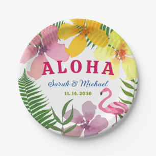 Assiettes En Carton Fête de Fiançailles Luau Tropicale
