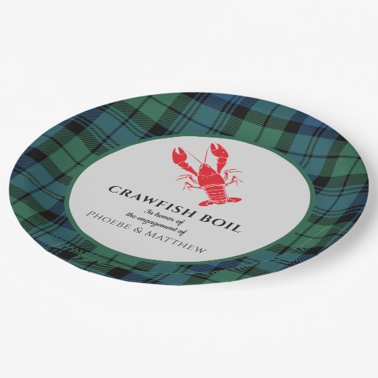 Assiettes En Carton Fête de fiançailles Plaid Tartan Écrevisses à la c (Angle)