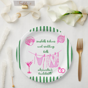 Assiettes En Carton Fête de Fiançailles Rétro Côté Plage Disco