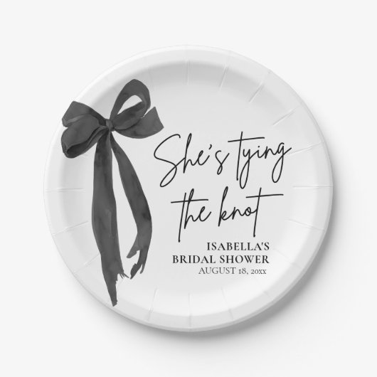 Assiettes En Carton Fête de Fiançailles Ruban Noir Elle se Marie (Devant)