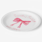 Assiettes En Carton Fête de Fiançailles Ruban Rose Coquette  (Angle)