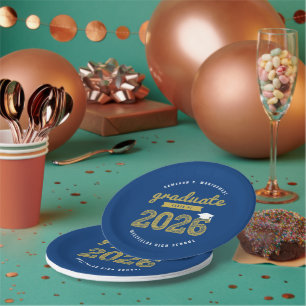 Assiettes En Carton Fête de fin d'études en typographie esquisse or 20