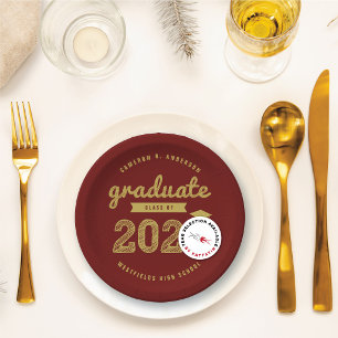 Assiettes En Carton Fête de fin d'études en typographie esquisse or gr