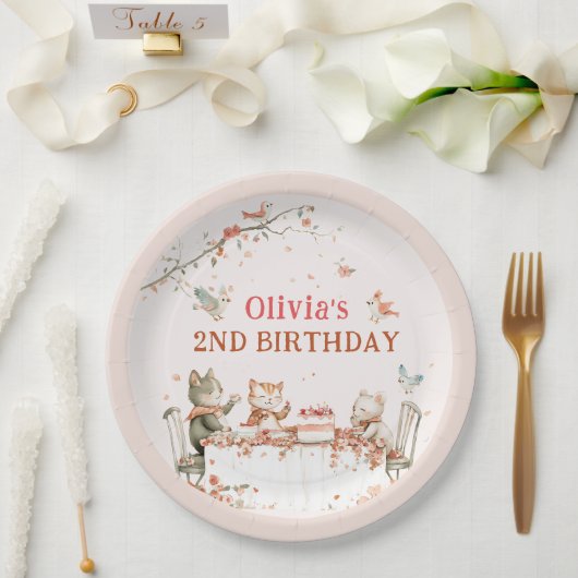 Assiettes En Carton Fête de fleurs avec chats (Mariage)