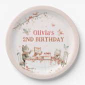 Assiettes En Carton Fête de fleurs avec chats (Devant)