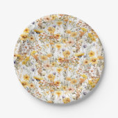 Assiettes En Carton Fête de fleurs sauvages jaunes rustiques (Devant)