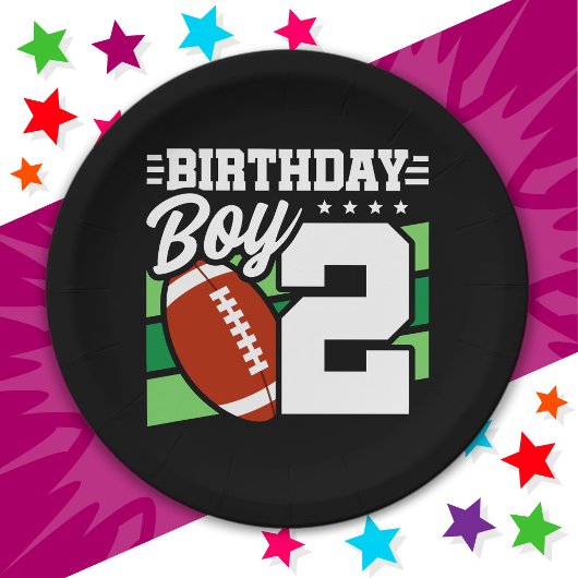 Assiettes En Carton Fête de football de 2 ans Thème 2ème anniversaire
