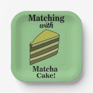 Assiettes En Carton Fête de gâteau vert de Matcha
