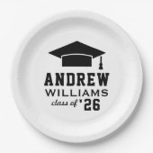 Assiettes En Carton Fête de graduation blanche moderne (Devant)