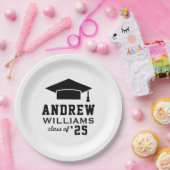 Assiettes En Carton Fête de graduation blanche moderne (Fête)