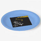 Assiettes En Carton Fête de graduation bleu clair (Angle)