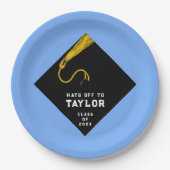 Assiettes En Carton Fête de graduation bleu clair (Devant)