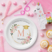 Assiettes En Carton Fête de graduation des filles roses personnalisées (Fête)