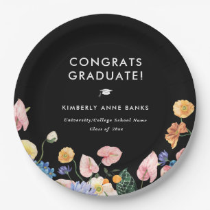 Assiettes En Carton Fête de Graduation Florale d'été colorée