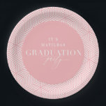Assiettes En Carton Fête de graduation géométrique et script moderne<br><div class="desc">Design moderne géométrique et script graduation de la partie. Les couleurs peuvent être changées.</div>
