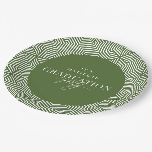 Assiettes En Carton Fête de graduation géométrique et script moderne (Angle)