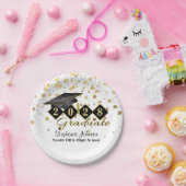 Assiettes En Carton Fête de graduation personnalisée Noir & Or 20XX (Fête)