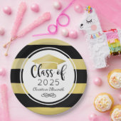 Assiettes En Carton Fête de graduation sur mesure Gold Black Stripes (Fête)