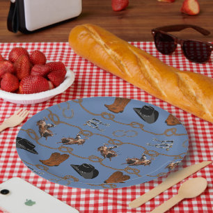 Assiettes En Carton Fête de grange cowboy 