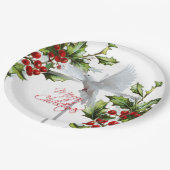 Assiettes En Carton Fête de la colombe de Noël (Angle)