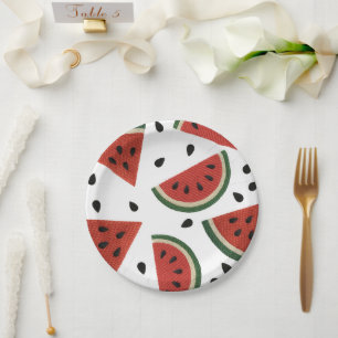 Assiettes En Carton Fête de la laine de pastèque de quelque manière qu